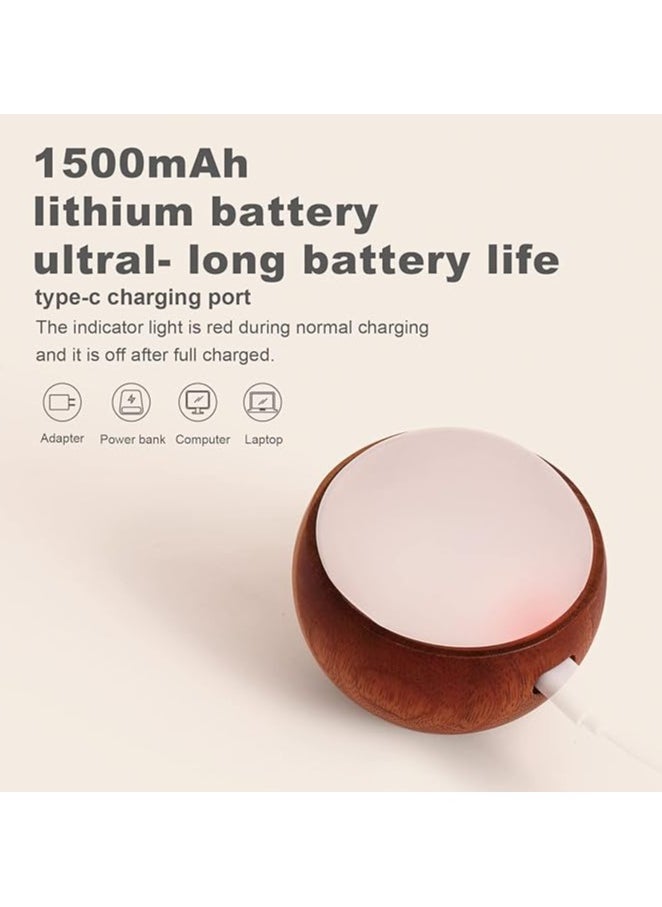 Generic Intelligent voice activated night light, three-level dimmable touch console light, rechargeable LED touch bedside light indoor light, portable wireless wooden night light with USB charging suitable for children in the living room and bedroom(Beech)  - Image 5