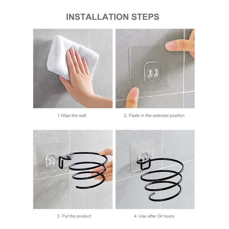 Hair Dryer Holder Wall Mounted Hair Dryer Hanging Rack Hair Dryer Organizer Hair Styling Storage Organizer for Bathroom Barbershop Washroom - Image 4