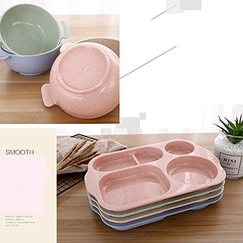HARI Eco-Friendly Wheat Straw Tableware Dinnerware Set Comes with Plate Bowl Cup Spoon Fork and Chopsticks, Microwave & Dishwasher Safe (Blue) - Image 4
