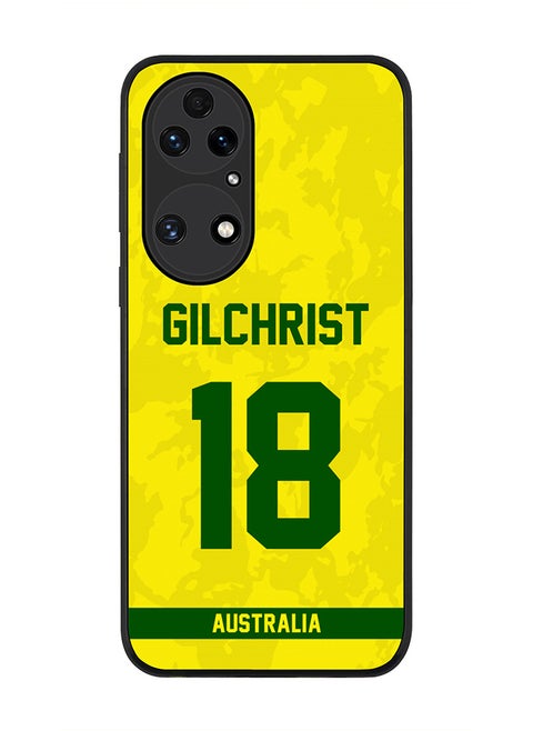 Rugged Black Edge Case for Huawei P50, Slim fit Soft Case Flexible Rubber Edges Thin Cover - Player Name - Adam Gilchrist, Jersey Number- 18