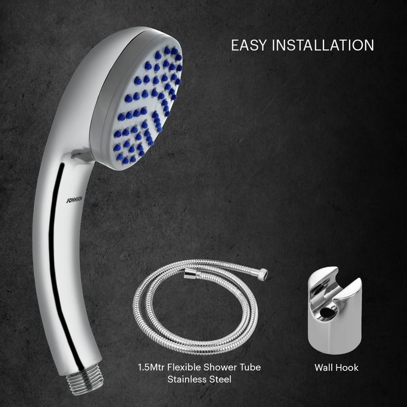 Johnson Bathrooms Johnson Aro Single Flow Hand Shower with 15mt Hose Hook Rain flow Handheld Round Shower HighPressure ABS Material AntiCorrosion Single Flow Hand Shower 1 Year Warranty S0317CAMZ Chrome  - Image 5