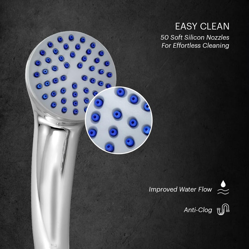 Johnson Bathrooms Johnson Aro Single Flow Hand Shower with 15mt Hose Hook Rain flow Handheld Round Shower HighPressure ABS Material AntiCorrosion Single Flow Hand Shower 1 Year Warranty S0317CAMZ Chrome  - Image 3