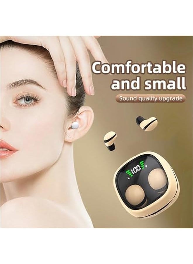 Low Profile Mini Small Invisible Earbuds Wireless Bluetooth Ear Buds for Small Ears Canals Women Kids, Flat Tiny Smallest Micro Discreet Sleep Hidden Headphones Comfortable Earbuds Wireless for Work