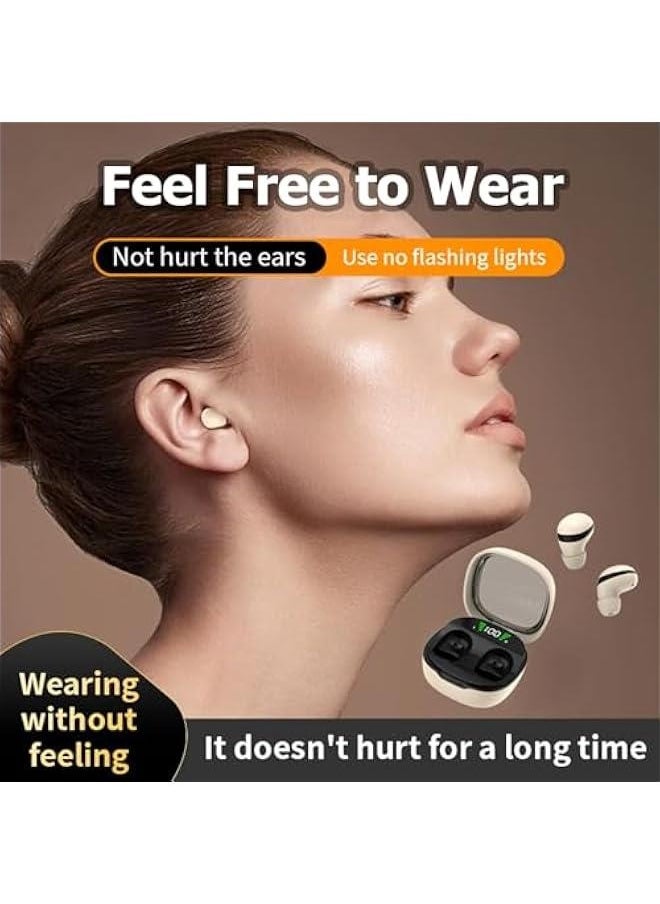Low Profile Mini Small Invisible Earbuds Wireless Bluetooth Ear Buds for Small Ears Canals Women Kids, Flat Tiny Smallest Micro Discreet Sleep Hidden Headphones Comfortable Earbuds Wireless for Work