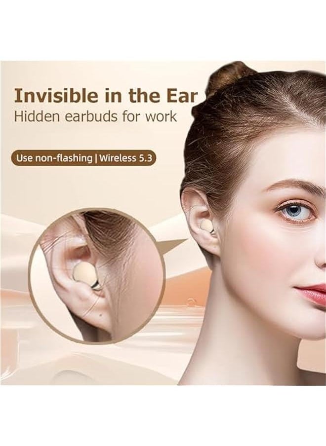 Low Profile Mini Small Invisible Earbuds Wireless Bluetooth Ear Buds for Small Ears Canals Women Kids, Flat Tiny Smallest Micro Discreet Sleep Hidden Headphones Comfortable Earbuds Wireless for Work