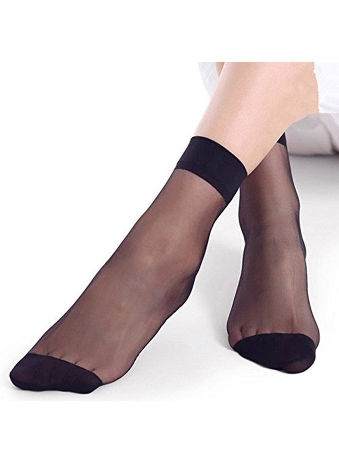 Eralove Eralove 10 Pairs Women's Nylon Ankle Short Sheer Socks(Black) - Image 2