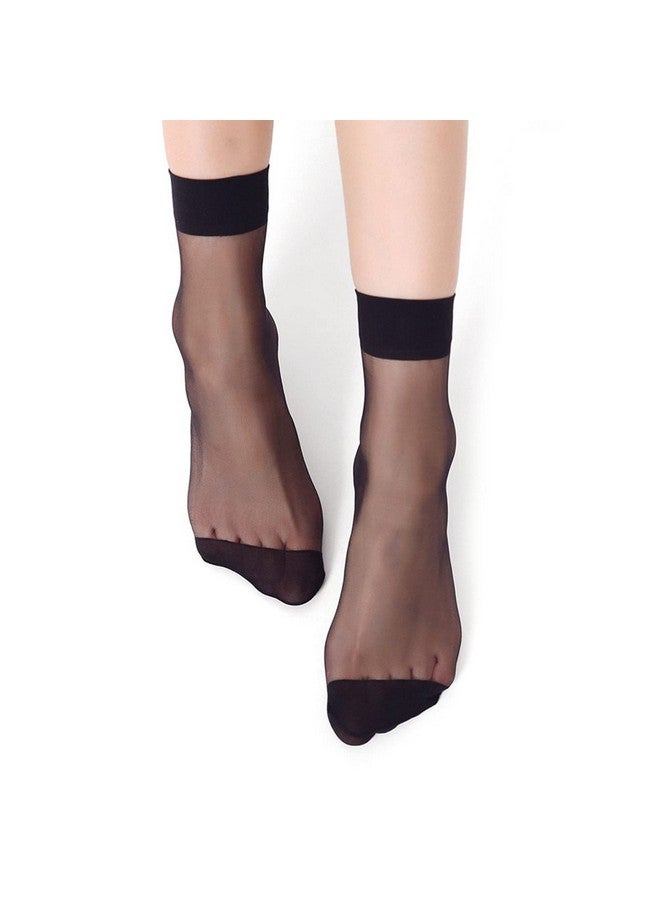 Eralove Eralove 10 Pairs Women's Nylon Ankle Short Sheer Socks(Black) - Image 1