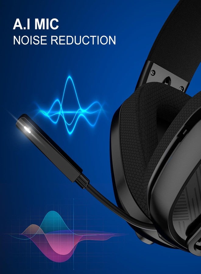 Jeecoo G10 Wireless Gaming Headset with Mic for PC PS5 PS4 Nintendo Switch, Bluetooth, 50+ Hrs Stereo Sound, Comfortable Noise-Cancelling Microphone Gaming Headphones, Black - Image 3