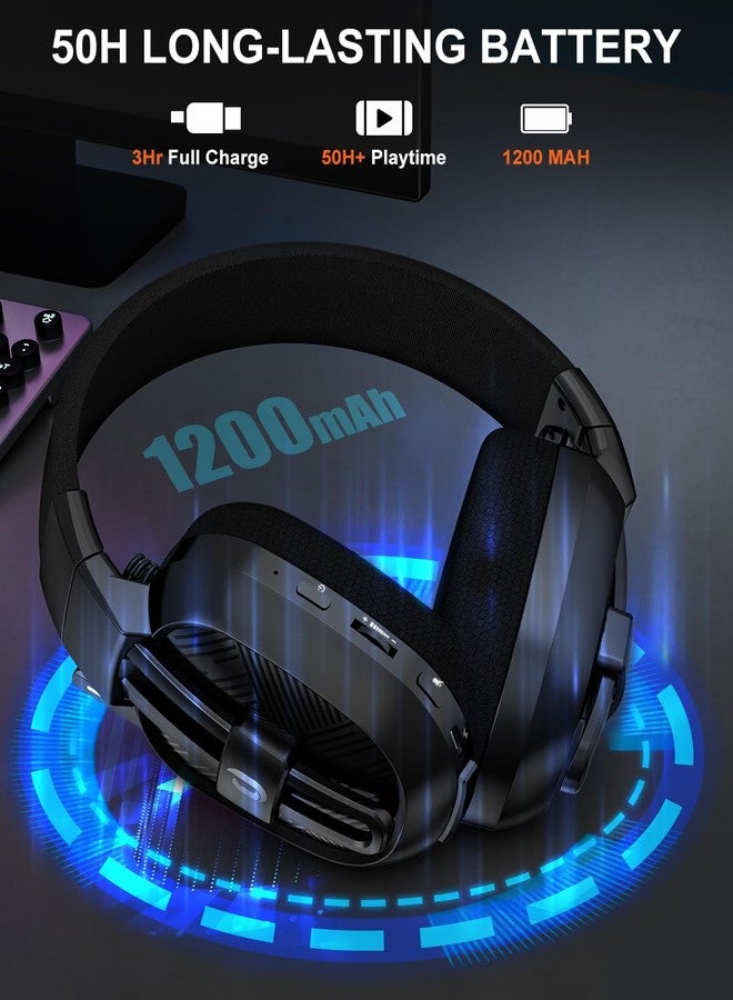 Jeecoo G10 Wireless Gaming Headset with Mic for PC PS5 PS4 Nintendo Switch, Bluetooth, 50+ Hrs Stereo Sound, Comfortable Noise-Cancelling Microphone Gaming Headphones, Black - Image 4