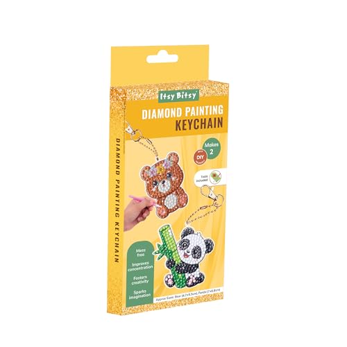 itsy-bitsy Itsy Bitsy DIY Diamond Painting Key Chain Kit Bear & Panda 8 X 7CM 2pc Box | Art & Craft, Creative, Fun & Activity Kit | Gift for Kids, Adult - Image 1