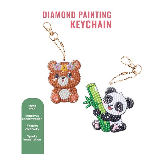 itsy-bitsy Itsy Bitsy DIY Diamond Painting Key Chain Kit Bear & Panda 8 X 7CM 2pc Box | Art & Craft, Creative, Fun & Activity Kit | Gift for Kids, Adult - Image 2