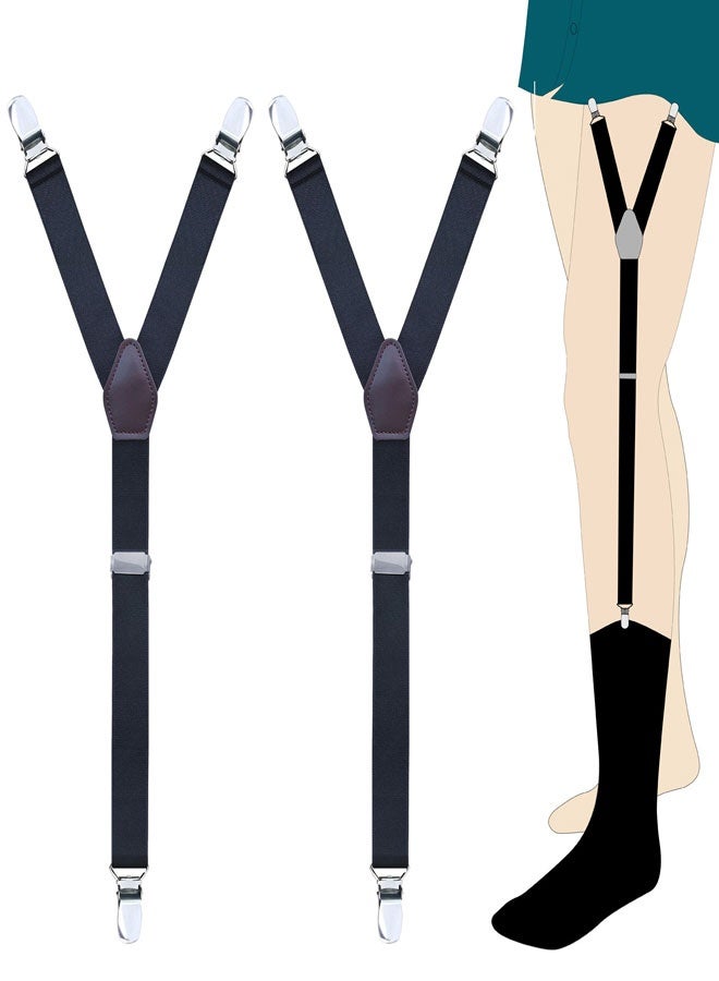 وهاواي 2PCS Shirt Stays for Men Sock Shirt Holders, Adjustable & Elastic Straps with Y-Style Design Keep Shirt Tucked and Slim Black Y Style - Image 2