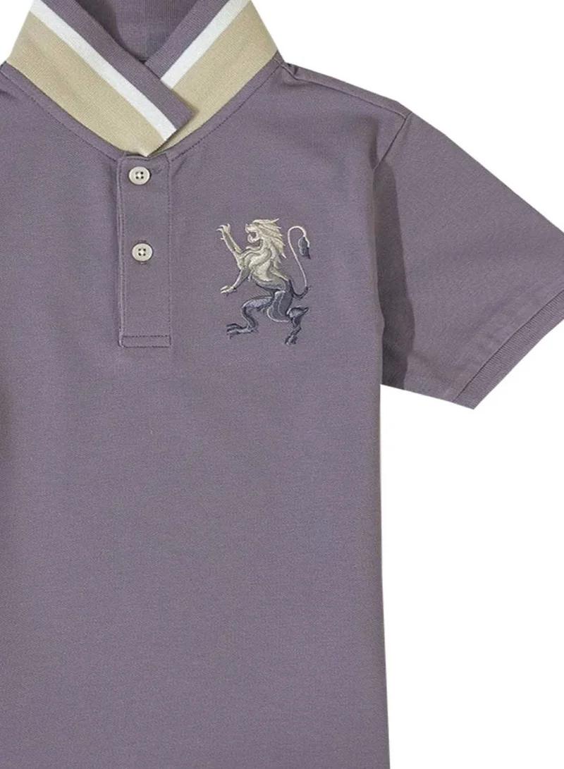GIORDANO Kids' Lion Polo: 3D Embroidery, Comfort Piqué, Classic Style