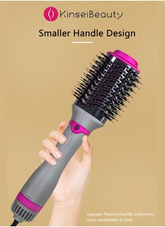 KinseiBeauty Hot Brush for Hair Styling and Frizz Control, Brush Hair Dryer, Hair Stylers, 1000W One Step Hair Blow Dryer Brush for Straight and Curly Hair (Rose-Grey) With 3 Temperature Levels  - Image 4