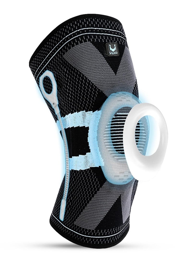 Zikra Knee Brace with Patella Pad & Side Stabilizers, Non-Slip Knee Support for Joint Knee Pain Relief Women and Men, Knee Support for Working, Running, Weightlifting, Fitness-1 Pair, L Size - Image 1