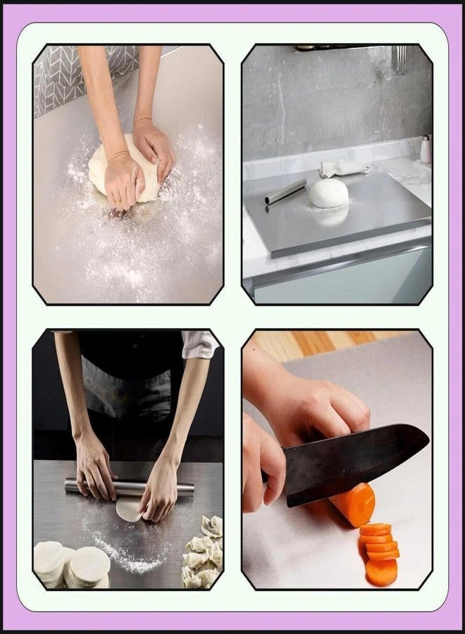 ADson™ Stainless Steel Chakla Roti Board, Medium Plus Size, 35.5 x 30 x 2.5 cm, with Free SS Rolling Pin - Image 5