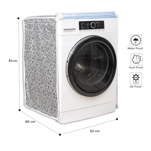 Classic® Front Load Washing Machine Cover Suitable for 7 Kg, 7.5 Kg, 8 Kg (60cmsX63cmsX81cms, Black & Grey) - Image 3
