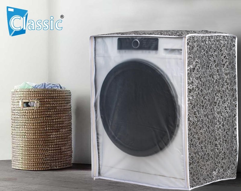 Classic® Front Load Washing Machine Cover Suitable for 7 Kg, 7.5 Kg, 8 Kg (60cmsX63cmsX81cms, Black & Grey) - Image 2