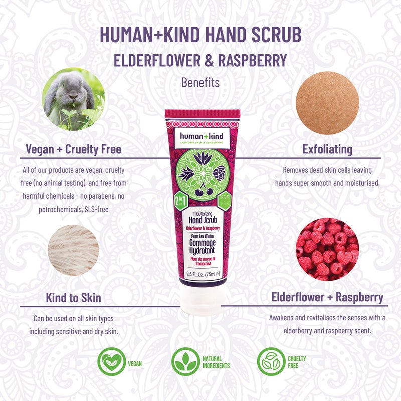 human kind Human+Kind Moisturizing Hand Scrub - Exfoliating Scrubber for Soft, Smooth Hands - Gentle Repair for Dry, Cracked, Peeling Skin - Shea Butter, Dried Raspberry Seeds, and Hydrated Silica - 2.5 oz - Image 2