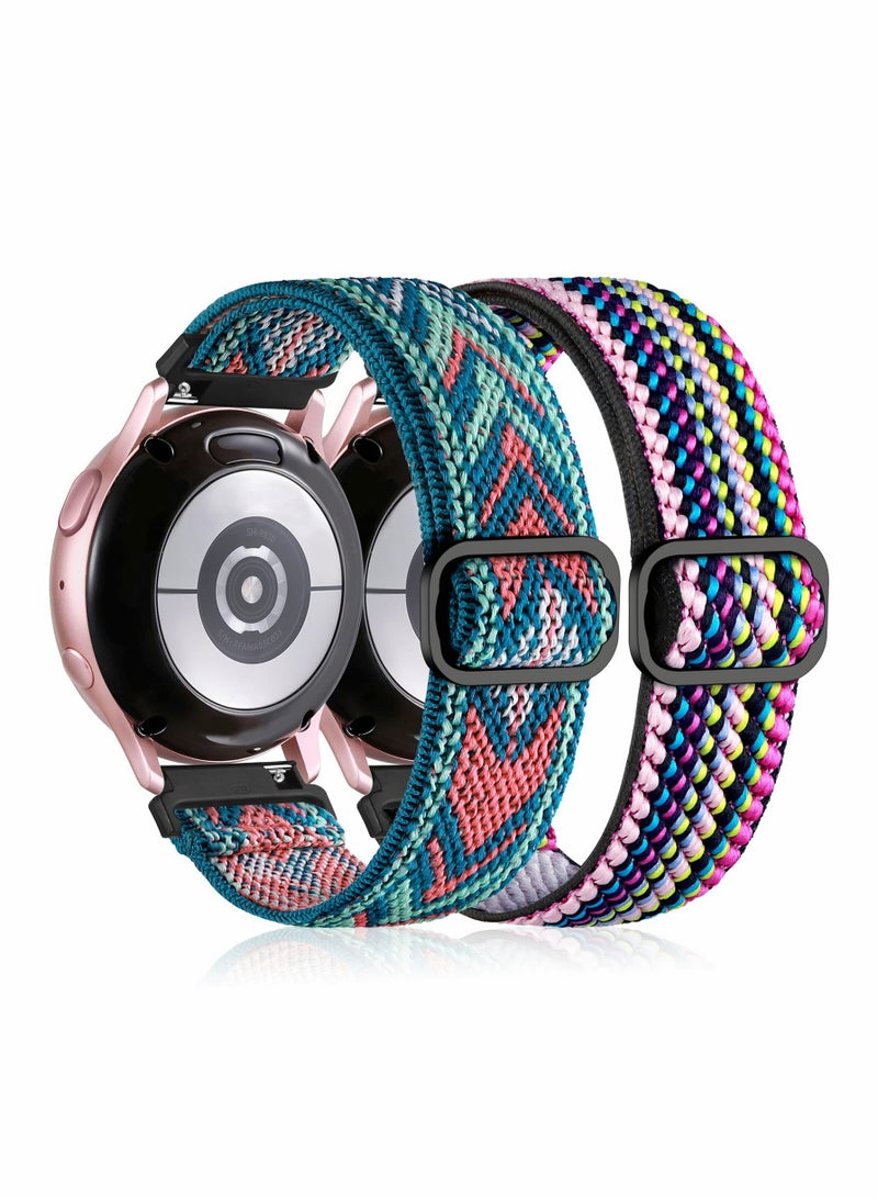 SOLARAE Floral Bands for Samsung Galaxy Active 2 Watch 40mm, Adjustable 20mm Stretchy Loop Strap for Comfortable Wear and Stylish Look. - Image 1