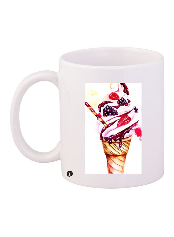 Ice-Cream Printed Coffee Mug White/Pink/Grown 11ounce