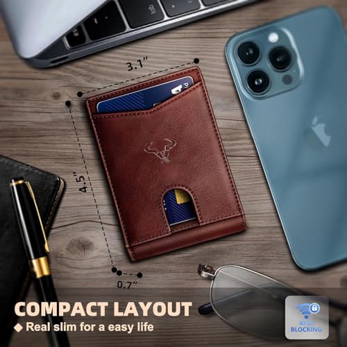 Contacts Slim RFID Blocking Leather Wallet for Men – Minimalist Bifold Card Holder with 11 Slots, ID Window & Cash Pocket – Front Pocket Wallet Gift for Daily Use & Travel (Brown) - Image 3