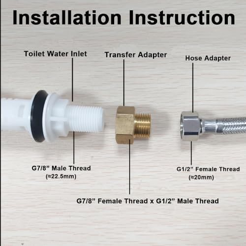 TOOLSTAR Toilet Fill Valve Pipe Adapter, 7/8" Female Thread to 1/2" Male Thread, Bidet Hose Fitting Pipe Adapter Connection (Copper) - Image 5
