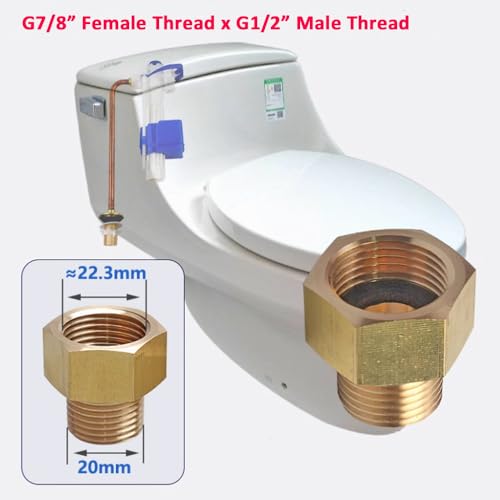 TOOLSTAR Toilet Fill Valve Pipe Adapter, 7/8" Female Thread to 1/2" Male Thread, Bidet Hose Fitting Pipe Adapter Connection (Copper) - Image 4