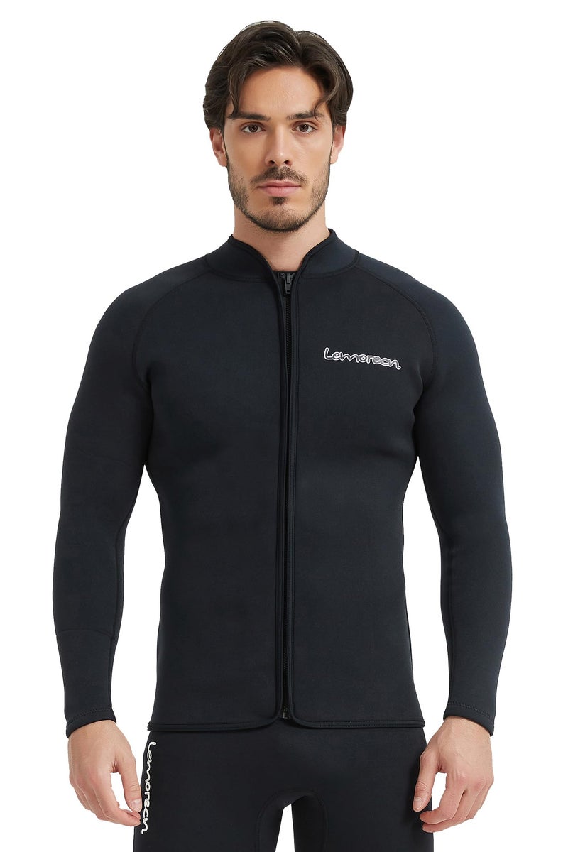 Lemorecn Men’s 3mm Wetsuits Jacket Long Sleeve Neoprene Wetsuits Top(2031black2XL) - Image 1