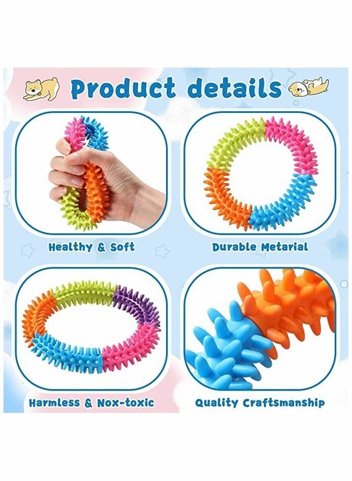 ألعاب مضغ للكلاب من أجل تسنين الجرو 6 عبوات غير قابلة للتدمير ألعاب للكلاب الأليفة ألعاب تفاعلية للكلاب الصغيرة والكلاب الصغيرة ، ألعاب دائرية ناعمة ملونة متينة لتسنين مضغ الملل - Image 5