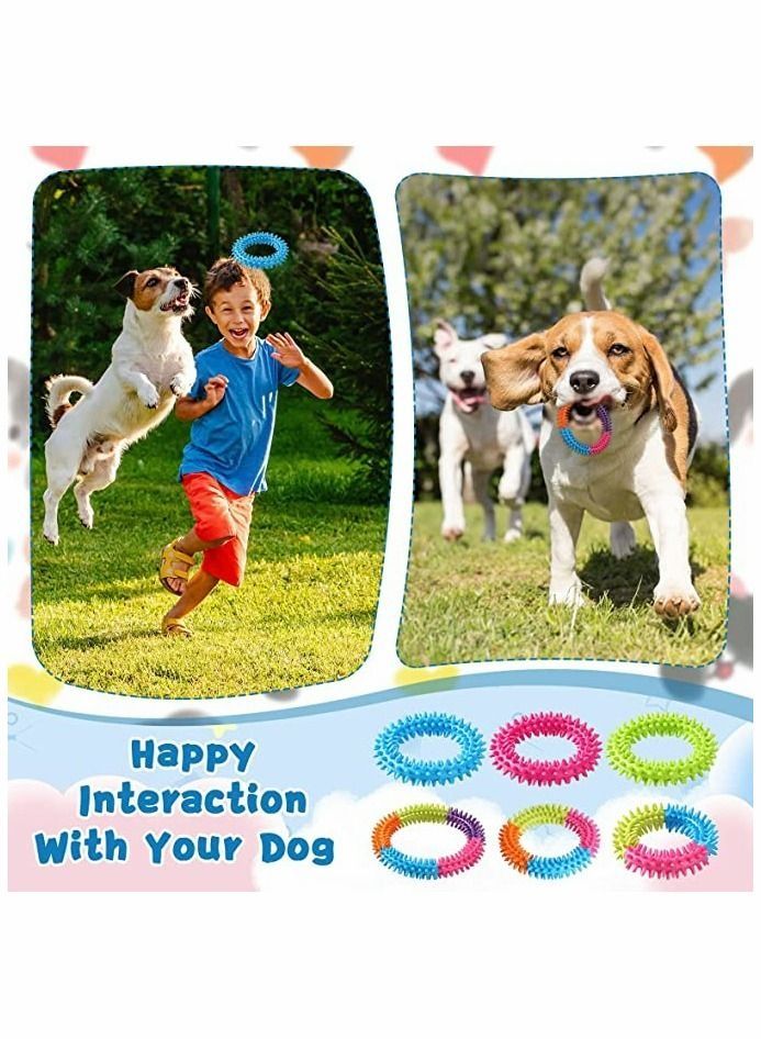 ألعاب مضغ للكلاب من أجل تسنين الجرو 6 عبوات غير قابلة للتدمير ألعاب للكلاب الأليفة ألعاب تفاعلية للكلاب الصغيرة والكلاب الصغيرة ، ألعاب دائرية ناعمة ملونة متينة لتسنين مضغ الملل - Image 3