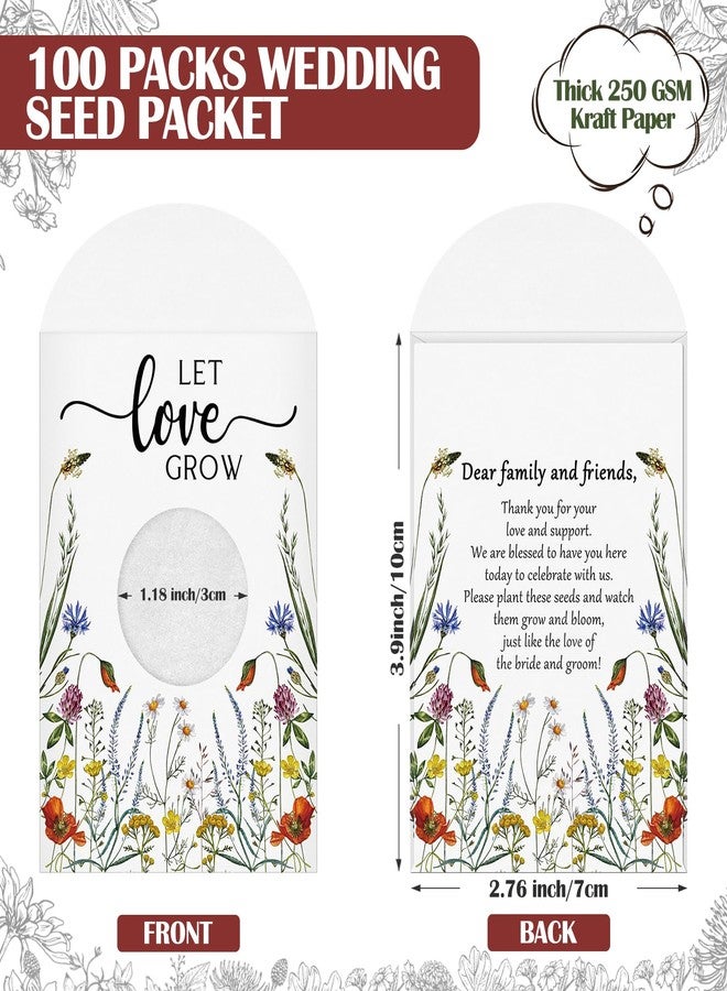 Fumete 100 Pcs Let Love Grow Seed Packets Wedding Favor for Guests Bulk Seed Envelope Kraft Bag with Window Flower Resealable Seed Storage Packets for Wedding Party Favors Bridal Shower No Seed - Image 2