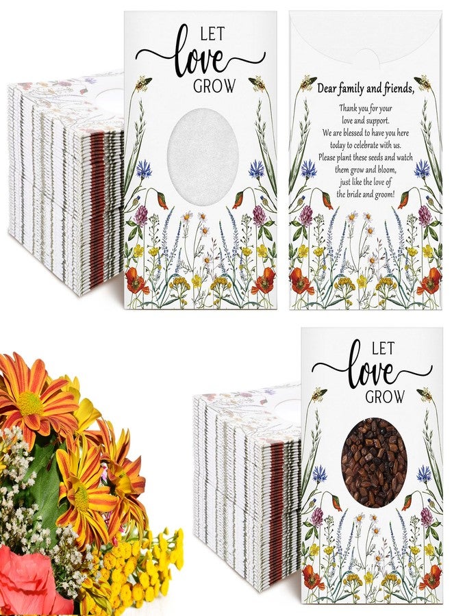 Fumete 100 Pcs Let Love Grow Seed Packets Wedding Favor for Guests Bulk Seed Envelope Kraft Bag with Window Flower Resealable Seed Storage Packets for Wedding Party Favors Bridal Shower No Seed - Image 1