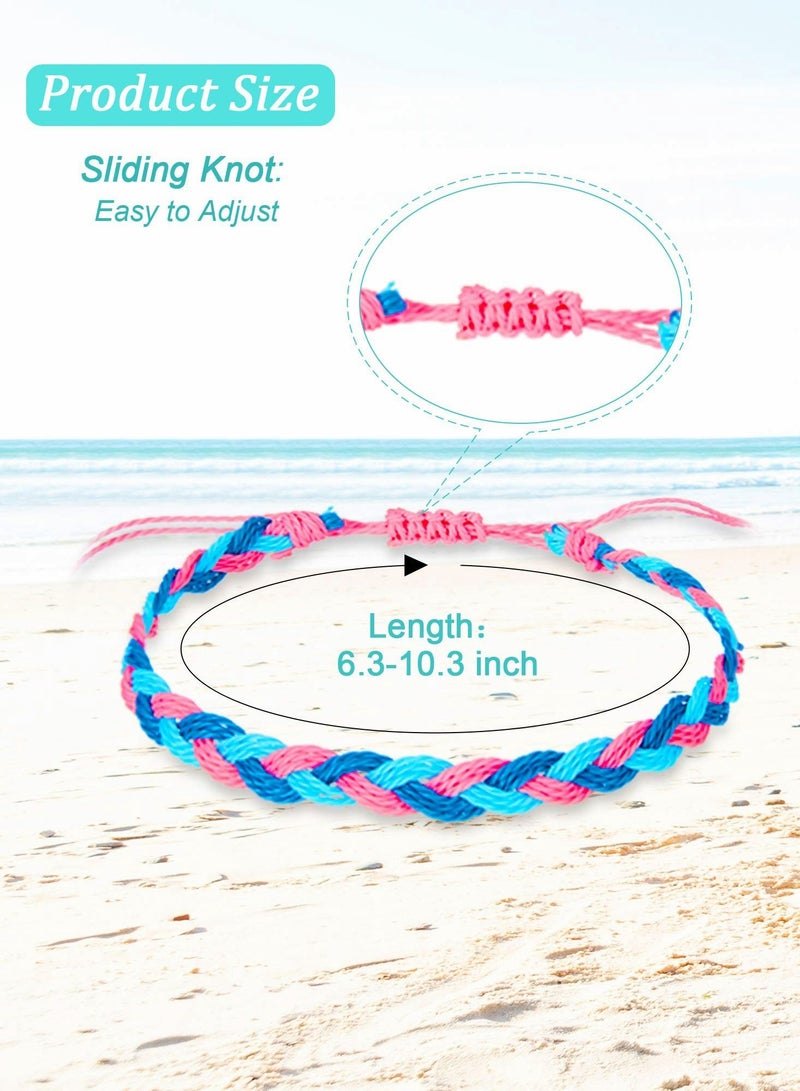 SYOSI مجموعة أساور مضفرة، مجموعة أساور مضفرة مصنوعة يدويًا مقاومة للماء وقابلة للتعديل، مجوهرات خلخال سوار الصداقة البوهيمي الصيفي للفتيات والسيدات (29 قطعة) - Image 5