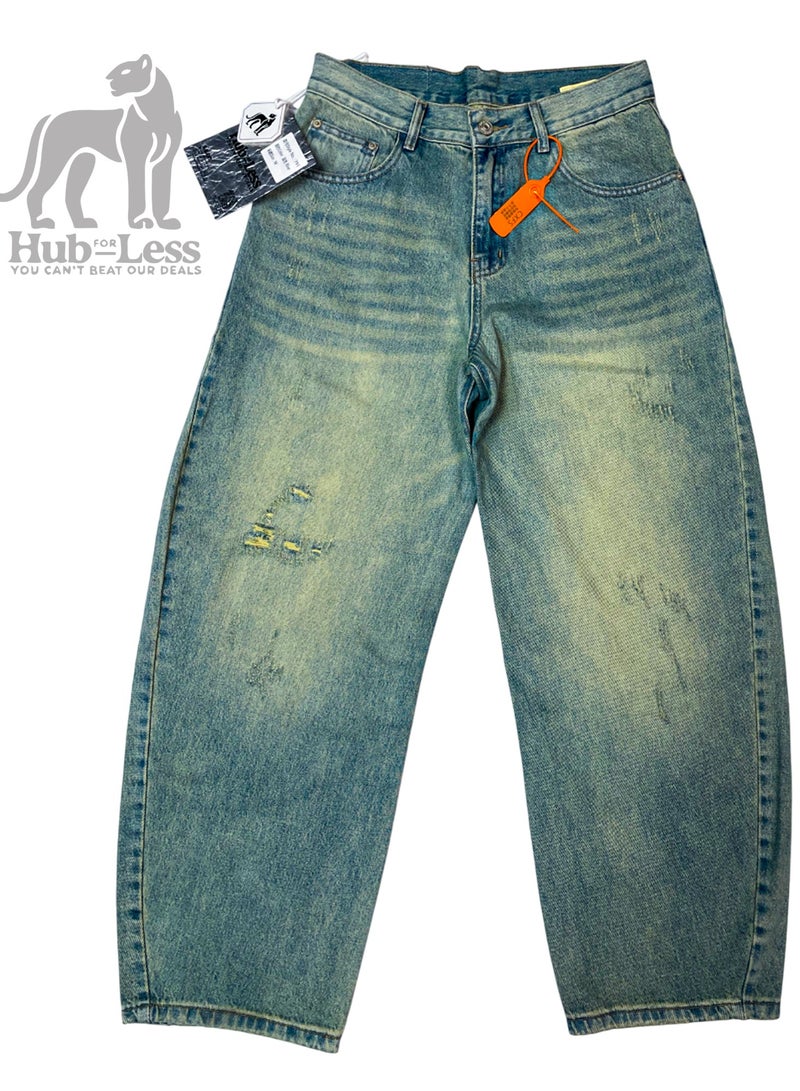 Hub For Less Men’s Ultra-Wide Leg Denim Pants – Trendy Fit with Treated Fabric & Street Pockets - Image 4