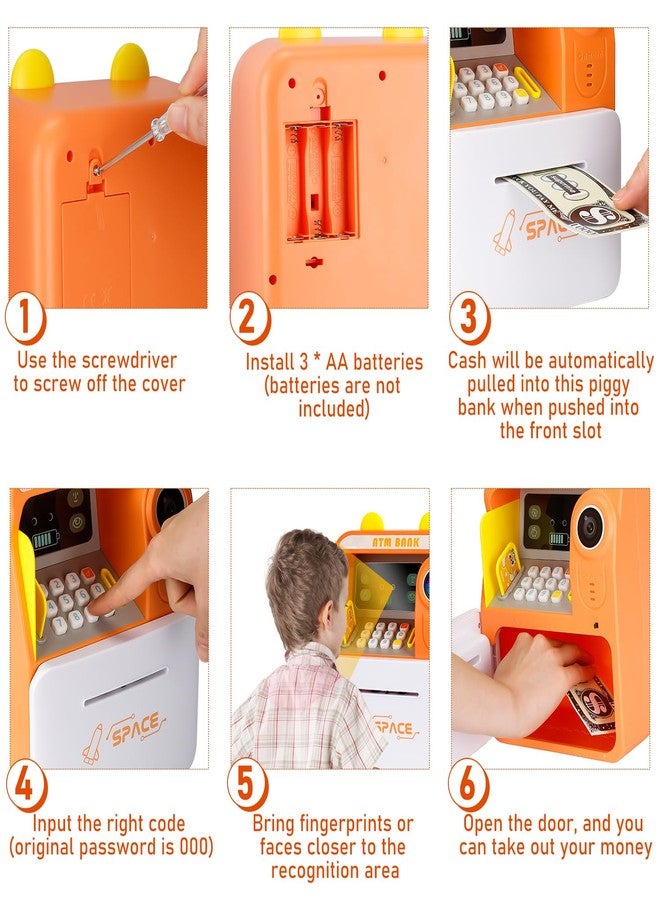 Magicwand® FACE Recognition Musical Money Safe Kids Piggy Savings Bank with Personal ATM Card【Pack of 1】【Orange】 - Image 2