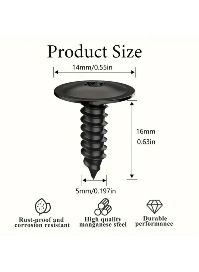 100 Pcs M5x16mm Self Tapping Screws Black Oxide Flat Head for Car Door Panel - Image 5