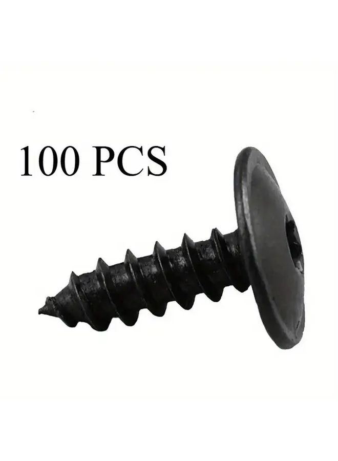 100 Pcs M5x16mm Self Tapping Screws Black Oxide Flat Head for Car Door Panel - Image 1