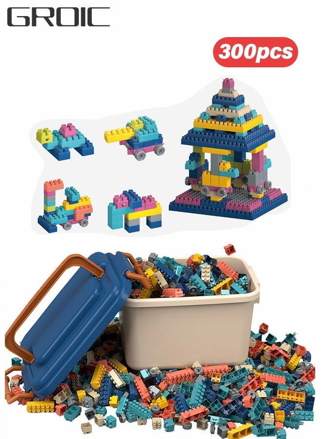 300PCS Building Blocks Set with 1 Storage Box, Toy Gift Set,STEM Toys Educational Toys Sets Solid Plastic Sensory Toys for Preschool Kids Boys and Girls - Image 1