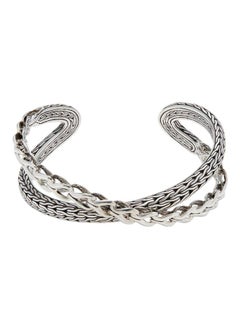 Sterling Silver Braided Cuff Bracelet for Women One Size