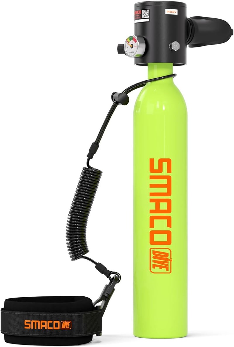 SMACO Mini Scuba Tank 0.5L Handheld Mini Diving Tank with DOT Marked Reusable Lung Air Tank Pony Bottle up to 10 Minutes Dive Time Diving Cylinder for Underwater Exploration Emergency Rescue S300 - Image 1