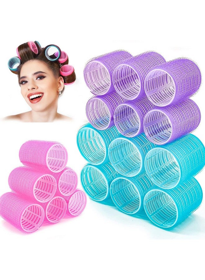 BESSEEK Jumbo Hair Rollers Sets,18 Pcs Self Grip Salon Hair Dressing Curlers, Jumbo Large Rollers for Long Short Hair, DIY Curly Hairstyle for Women, Colors May Vary (6XLarge+6XMedium+6XSmall) - Image 1