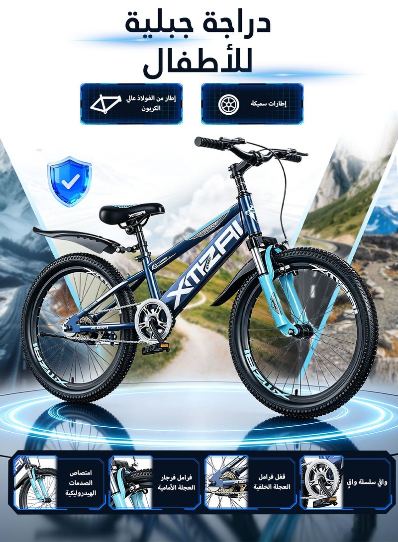 XMZAI Kids Bike 22 Inch Mountain Bike for 6-12 Years Boys and Girls, High Carbon Steel Lightweight and Stable Mountain Bicycle for Youth, with Adjustable Seat and dual brake Cycle - Image 1