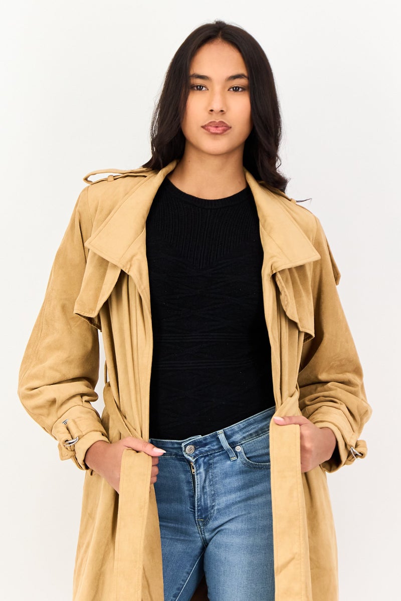 SELECTED معطف ترنش نسائي من سيلكتد إكس الدنمارك بلون تان مع حزام - Image 4