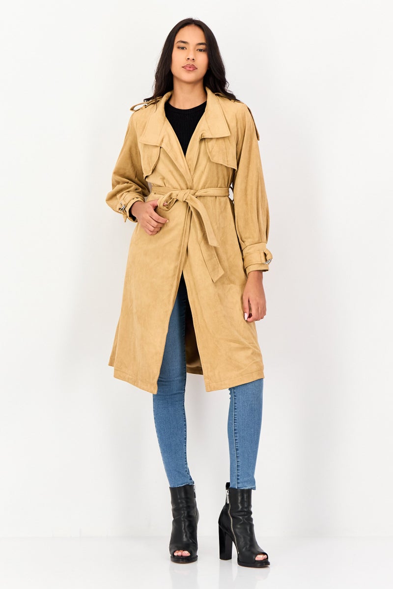 SELECTED معطف ترنش نسائي من سيلكتد إكس الدنمارك بلون تان مع حزام - Image 1