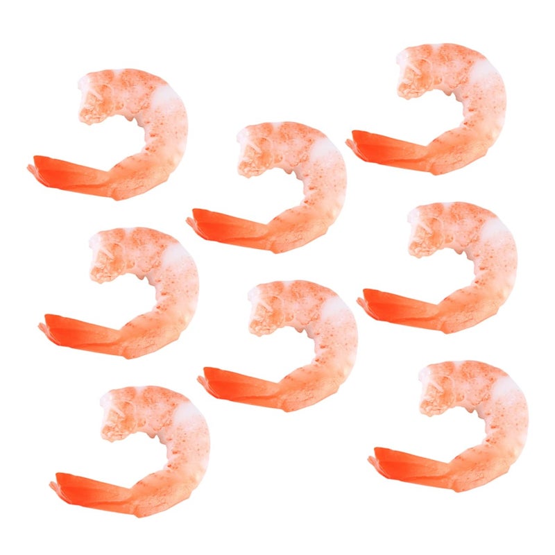 Realistic Artificial Peeled Shrimp Model 8pcs Set for Photography Display Decor - Image 2