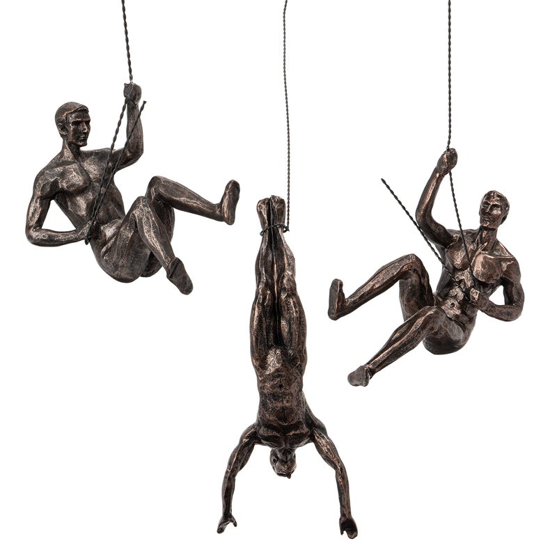 GUTE Set of 3 Climbing Men Man Wall Art Decor Sculpture Set of 3 Perfect Home Decor Gift Climbing Man Wall Art Sculpture Decoration Statue Figurine Home Office Rock Gifts