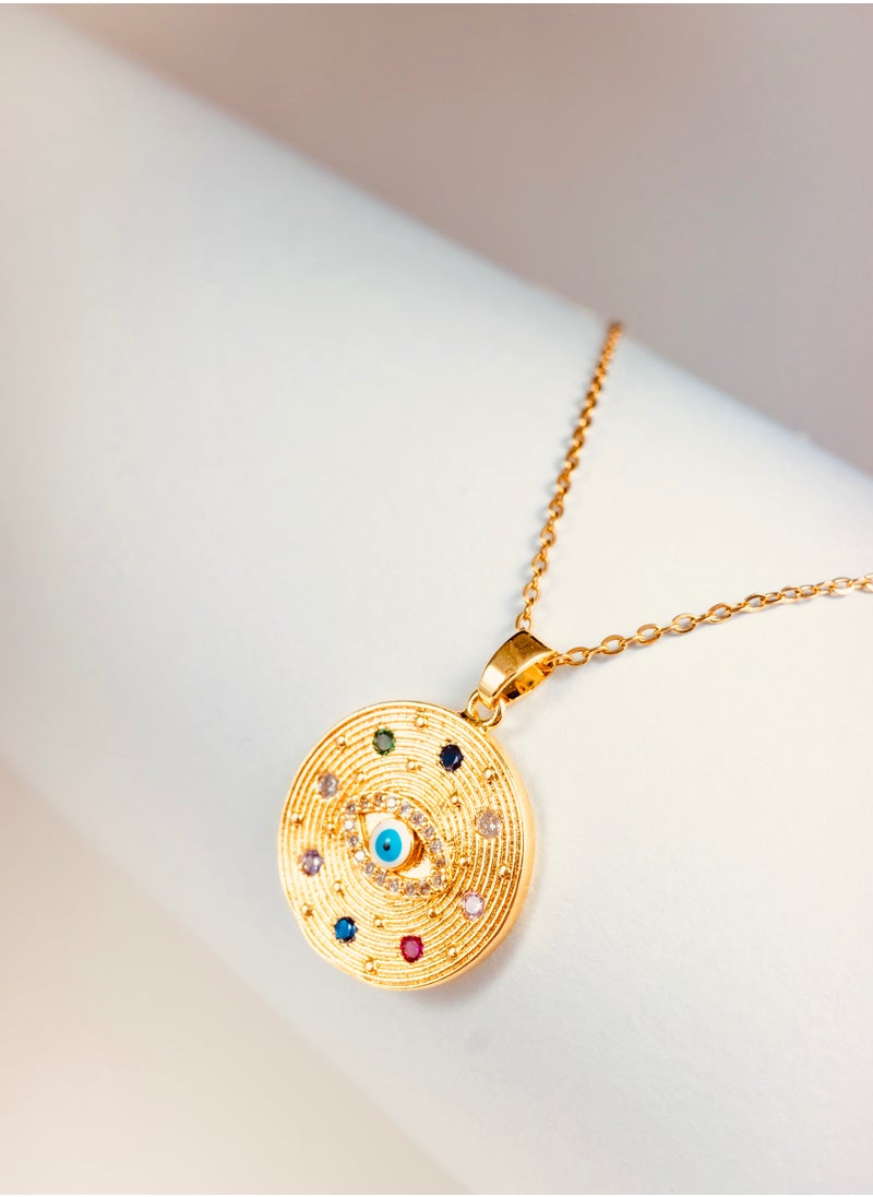 Generic - Gold-Plated Evil Eye Pendant Necklace for ladies, 18k Gold Plated necklace - Image 1