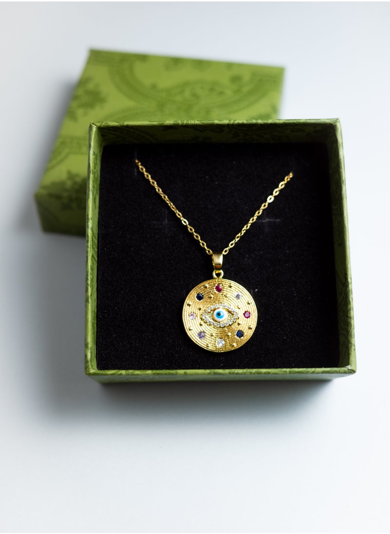 Generic - Gold-Plated Evil Eye Pendant Necklace for ladies, 18k Gold Plated necklace - Image 1