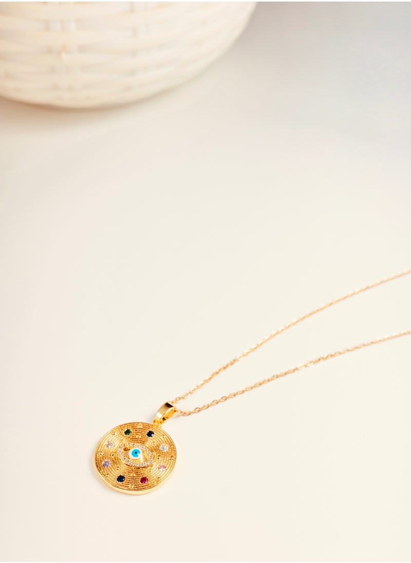 Generic - Gold-Plated Evil Eye Pendant Necklace for ladies, 18k Gold Plated necklace - Image 1